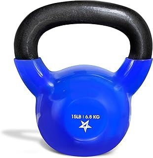 Yes4All 2-20kg Vinyl Coated Cast Iron Kettlebell, Kettle Bell Weight Sets - Blue Kettlebells