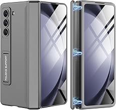 Compatible with Samsung Galaxy Z Fold 5 Case, Z Fold 5 Magnetic Case with Hinge Protection, [Built-in HD Screen Protector] [Kickstand], Hard PC Anti-Drop Hinge Cover for Z Fold 5-Grey