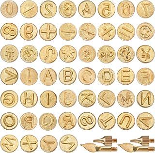 GORGECRAFT 52Pcs Wood Burning Tip Letter Golden Brass Copper Kit Alphabet Number Symbol Soldering Stencil Leather Burner Pyrography Tool Template Set for Wood Burning DIY Embossing Carving Craft