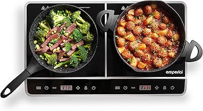 Emperial Twin Induction Hob - 2800W Portable Double Induction Plate with LED Display, 4-Hour Timer Function, Multi-Heat Settings and Power Levels for Home, Camping, Caravan, Student Living & Cooking