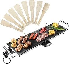 VonShef Teppanyaki Grill XL – Electric Grill with Non-Stick Plate, 2000W, Easy Clean, Adjustable Temperature Control, Oil Drip Tray & 8 Spatulas - for Meat, Vegetables & Fish – 70x23x10cm