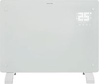 Wifi Enabled Smart Electric Glass Panel Heater 1500W | Alexa Heating Control, Open Window Detection, Wall Mounted & Free Standing Low Energy Heaters with Timer | Lot 20, DVPW1500WH (White)