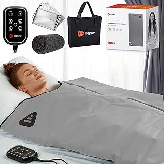 LifePro Far Infrared Sauna Blanket - Portable Infrared Sauna for Home Relaxation - Sauna Blanket Grey- Infrared Blanket Sauna with 77–176 °F Temp Range