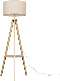 MiniSun | Modern Light Wood Tripod Design Floor Lamp with Storage Shelf and Beige Shade | Floor Lamps & Torchieres, Home Décor & Improvement Essential | Includes 6W LED Bulb [3000K Warm White]