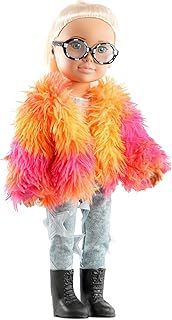 Bibi Doll 17" Fashion Doll American Style Baby Girl Doll With Glasses And Stylish Outfit - Rotating Head For Hair Styling - Realistic And Moveable Baby Dolls for Girls Age 3 And Above