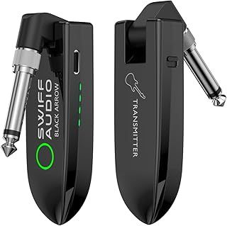 Wireless Guitar System, Digital Wireless System Wireless Guitar Transmitter Receiver Support Multi Channels Rechargeable Long Battery Life for Guitar Bass Electric Instruments (Black)