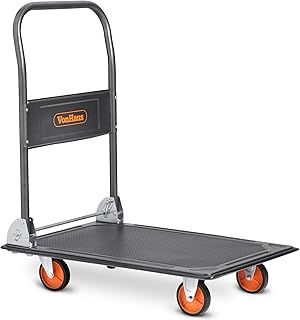VonHaus Folding Platform Trolley 150kg Capacity - Multi-Functional Heavy Duty Platform Truck on Wheels for Easy Transportation/Heavy Lifting