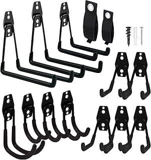 Remiawy Garage Hooks, 14 Pack Heavy Duty Garage Storage Hooks Steel Tool Hangers for Garage Wall Mount Utility Hooks and Hangers with Anti-Slip Coating for Garden Tools, Ladders, Bikes, Bulky Items