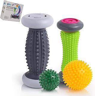 Foot Roller for Plantar Fasciitis and Neuropathy, Foot Massager for Plantar Fasciitis Relief, Neuropathy, Reflexology Tool - 2 Foot Massage Roller & 2 Foot Massage Ball(Green, Large)