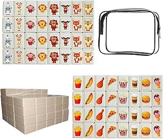 65 Blocks Generic Mahjong Game Blocks, Seaside Style Escape Game Tile Game for Children, Seaside Escape Game Mahjong Made of ABS, Suitable for Family Celebrations and Parties, with PVC