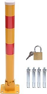 KATSU Car Parking Space Lock Bollard, High Visibility Yellow and Red Lockable Fold Down Car Parking Barrier Post, Private Car Park Driveway Guard Saver Blocker, 60cm Height, Budget Range