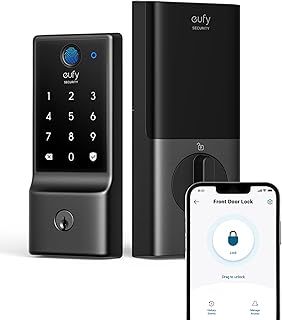 Security Smart Lock C220, Fingerprint Keyless Entry Door Lock, Built-in Wi-Fi, App Remote Control, Front Door Smart Lock Deadbolt, 8 Months Battery, Reliable Power, IP53 Waterproof, BHMA Grade 3