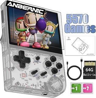 RG35XX 2024 Retro Handheld Game Console Linux System HD and TV Output 3.5 Inch IPS Screen 64G TF Card 5500+ Classic Games 2600mAh Battery (RG35XX-White)