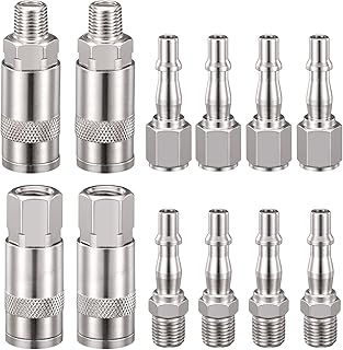 Spurtar 12 Pcs Air Line Connectors Compressor 1/4" BSP Air Line Fittings Hose Pipe Airline Connector Couplings Tools Plug Kit Accessories with Male Female Thread