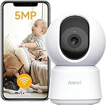 3K 5MP Indoor Security Camera,5Ghz&2.4G WiFi 6 Baby Monitor,Pet Dog Cameras with App,Motion Tracking,Sound Detection,Night Vision,360°View,Two-Way Audio,Works with Alexa (P2F)