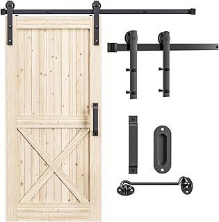 6 ft/183cm Sliding Barn Wood Door Hardware Closet Kit with Door Hook and 2 Handles J Shape