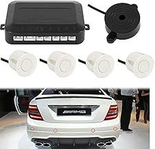 Multibao Parking Sensor Car Reversing Sensors Backup Radar System Buzzer Alarm with 4 White Sensors - White