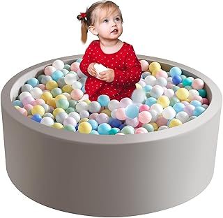 90x30cm Baby Ball Pit, Round Soft Foam Ball Pit for Toddlers 1-3 Indoor, Small Kids Balls Pool for Children Boys Girls, Balls Not Included, Grey