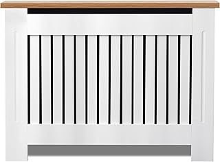 Radiator Cover Medium, Radiator Cover Vertical Slatted Modern Radiator Covers MDF Wood Cabinet Shelf Heating Covers for Living Room, Hallway (19D x 111.5W x 83.2H CM)