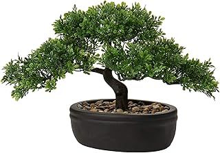 Briful 9" Artificial Bonsai Tree Fake Plants Japanese Bonsai Decoration Artificial Plants Indoor Potted Faux Pine Plants Bonsai Tree for Indoor/Outdoor Home Office Desk Décor