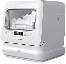 Mini Table Top Dishwasher Compact Countertop Dishwasher with 3 Place Settings, 6 Programmes, Touch Control, LED Display, Wash Dry and Fresh Function,7.5L Water Tank- White