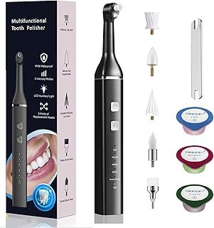 Tooth Polisher Plaque Remover for Teeth, Electric Teeth Stain Remover Teeth Cleaning Plaque Removal whitening for Yellow Teeth, Teeth Polisher with 5 Brush Heads&3 Polish Paste