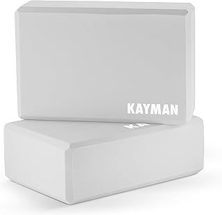Kayman Yoga Block 2-Pack - Durable EVA Foam Blocks with Non-Slip Surface - Lightweight, Portable, and Ideal for Improving Flexibility, Balance & Alignment