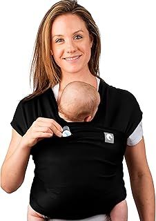 Baby Sling Wrap with Large Front Pocket - Naturally Soft Baby Wrap Carrier - Cotton Baby Sling Carrier From Birth - Baby Sling Newborn to Toddler Carrier - The Pocket Wrap™ by Trekki (Black)