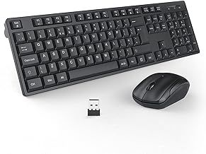 Wireless Keyboard and Mouse Set, 2.4G Wireless Keyboard Mouse with USB Receiver, Full Size QWERTY UK Layout with Numeric Keypad & Multimedia Shortcuts for Windows Computer Laptop PC, Black