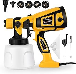 Paint Sprayer, SenDeluz 1400ml HVLP Spray Gun 650W Paint Spray Gun with 4 Nozzles and 3 Patterns Handheld Electric Spray Gun for Home Interior and Exterior Cabinets House Fence Ceiling