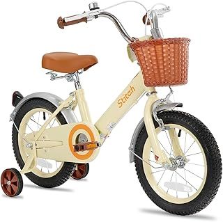 STITCH Retro 12/14/16/18 Inch Kids Bike for 2-9 Years Old Girls, 12/14/16/18 Inch Wheels Girls Bike with Stabilisers & Basket
