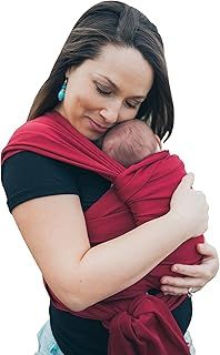 Baby Wrap Sling Organic Stretchy Premium Carrier | UK/EU Safety Tested | Made in UK by Joy and Joe ® | Suitable from Birth to 16Kg | with Hat, Bag and Full Colour Instruction (Maroon)