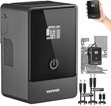 NEEWER Mini V Mount Battery PS099E, 6800mAh 99Wh 14.5V V Lock Battery with Type C/DC5521/DC5525 Cable, OLED Display, Fast Charging 65W PD USB C, D Tap/BP/USB A/DC Output for Camera Monitor Camcorder