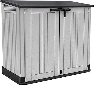 Keter Store It Out Nova Outdoor Garden Furniture Storage Shed Light Grey with Dark Grey Lid | Fade Free | All Weather Resistant | Safe and Secure | Zero Maintenance | 5 year Warranty