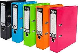 Pukka Pad, Brights A4 Lever Arch Files – 10 Pack of Assorted Colours – 70mm Spine with Customisable Label for Large Amounts of Documents and Thumb Hole Retrieval – 32 x 28cm