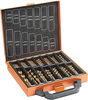 VonHaus HSS Metal Drill Bit Set with Carry Case Organiser - 99 Pcs 1.5-10 mm High Speed Steel Bits Titanium Coated Steel - For Drilling Wood, Masonry and Metal - Accessories Drills and Screwdrivers