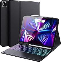 CHESONA Flip Stand Keyboard for iPad Air 13 inch (M3,2025/M2,2024), iPad Pro 12.9 inch 6/5/4/3rd Gen, 3 Zone 7 Color Backlit, Smart Touchpad, Magnetic Detachable Case, Type C Rechargeable,Black