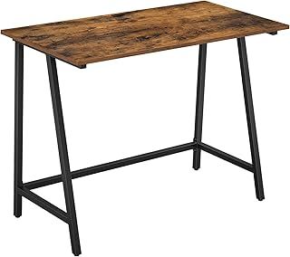 VASAGLE Computer, Writing Desk with Steel Frame, Top, Home Study Table, Easy Assembly, 50 x 100 x 75 cm, Industrial, Rustic Brown and Black LWD40X, 100x50x75cm