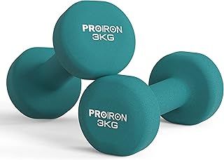 PROIRON Anti-Slip Neoprene Dumbbell Pair 1kg 1.5kg 2kg 3kg 4kg 5kg 6kg 7kg 8kg 10kg and Weights Set (1 kg/2 kg/3 kg Pair with Stand) for Women Men Gym Home Exercise Arm Hand-Macaron Colors