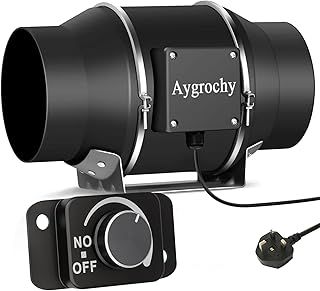Quiet 4 Inch Inline Fan with Variable Speed Controller, Using for Heating Cooling Booster, Grow Tents, Hydroponics,Home use Ventilation and Exhaust Blower.