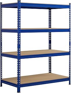 Yaheetech Garage Storage Shelves 4-Tire Heavy Duty Shelving Units for Workshop/Home,320kg Per Shelf,112 x 60 x 150cm, Blue