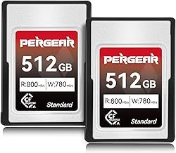 Pergear New 512GB CFexpress Type A Memory Card, Up to 800MB/s Read Speed & 780MB/s Write Speed for 4K 120P, 8K 30P Recording(2-Pack)(Standard Series), Compatible for Sony Alpha & FX Cameras