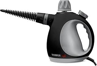 Tower T134000PL THS10 Corded Handheld Steam Cleaner with 9 Accessories, 1050W, Platinum