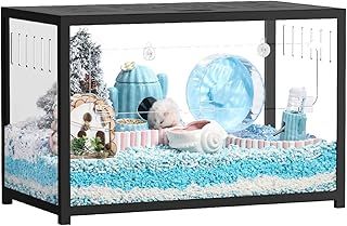 Hamster Cage Metal 2.0 - Small Animal Habitats Large Stackable with Deep Burrow Easy Install 80 * 44.7 * 50.6cm for Dwarf Syrian Hamster, Guinea Pig, Gerbil, Reptiles (39.8Gallon Black)