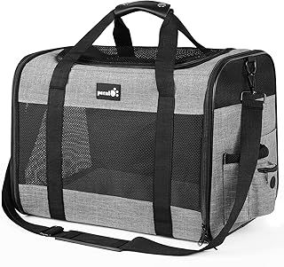 Pet Carrier Bag Large, Cat Carrier Handbag, Portable Dog Travel Bag, Breathable Mesh Fabric, Suitable for Both Long And Short Trips, Used for Cats and Puppies Under 7KG (L,Grey)