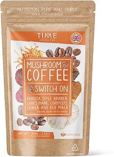 Mushroom Coffee Blend - Instant - 100g - 40 Servings - Arabica, Lion's Mane, Cordyceps, Chaga & More - Natural Energy & Focus - UK Made - 5% Micro Ground Coffee