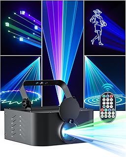 LeLeght Disco Light Party Light, 3D Animation DJ Light, Party Light with Remote Control，Sound Controlled and DMX512 Beam Effects for Party Live Shows Club Halloween Christmas