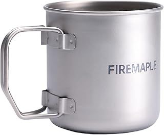 Fire-Maple Alti Camping Titanium Cup | Portable Titanium Mug with Measurement Marks | Ultralight Camping Picnic Water Coffee Cup with Foldable Handle