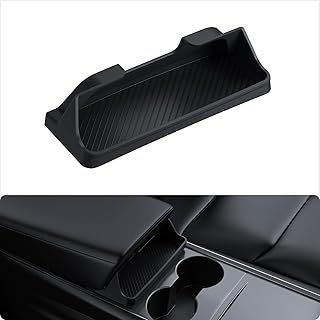 BASENOR Center Console Sunglasses Holder for Model 3 Model Y Armrest Box Silicone Eyeglasses Storage Box Key Card Phone Holder Fit for Tesla Accessories 2021-2025(Doesn't Fit the Model 3 Highland)