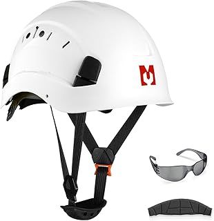 Hard Hats Construction Safety Helmet with Anti-fog Safety Glasses Wheel Ratchet Adjust 53-63 cm for Scaffolding,Construction and Tradesmen EN 397